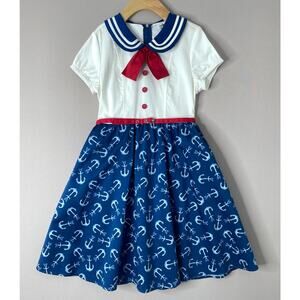 Disney The Dress Shop DCL Mickey Anchor Sailor Cruise Dress w/Belt Girls M